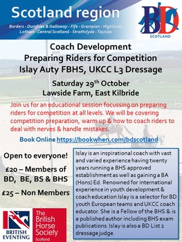 British Dressage coaches training day with Islay Auty on 29th October 2016